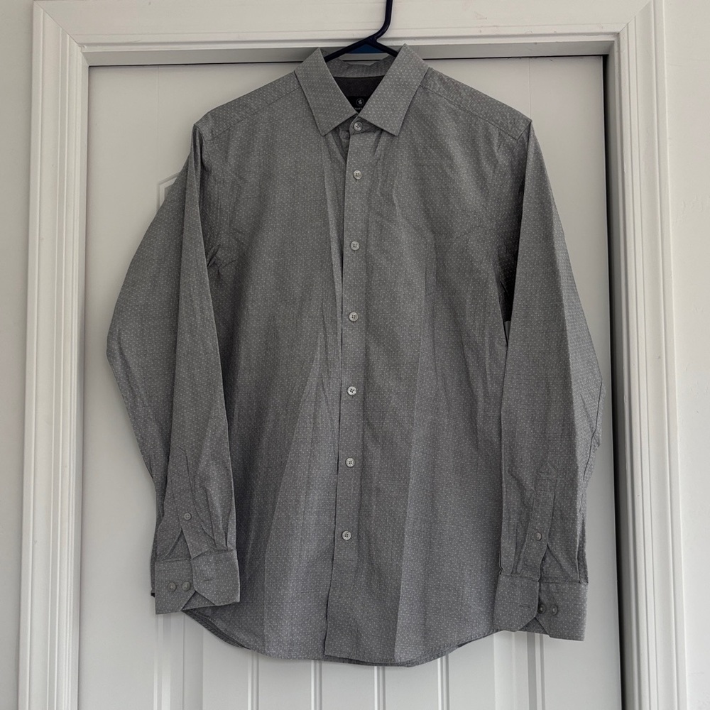 Hart Schaffner Marx Men's Patterned Gray Dress Shirt